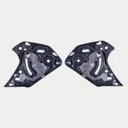 Alpinestars Supertech R10 Shield Mechanism, akcesoria do kasków, czarny, para wymiennych mechanizmów wizjera do kasków S-R10, skomplikowane czarne elementy z tworzywa sztucznego z widocznymi metalowymi i pomarańczowymi częściami mechanicznymi