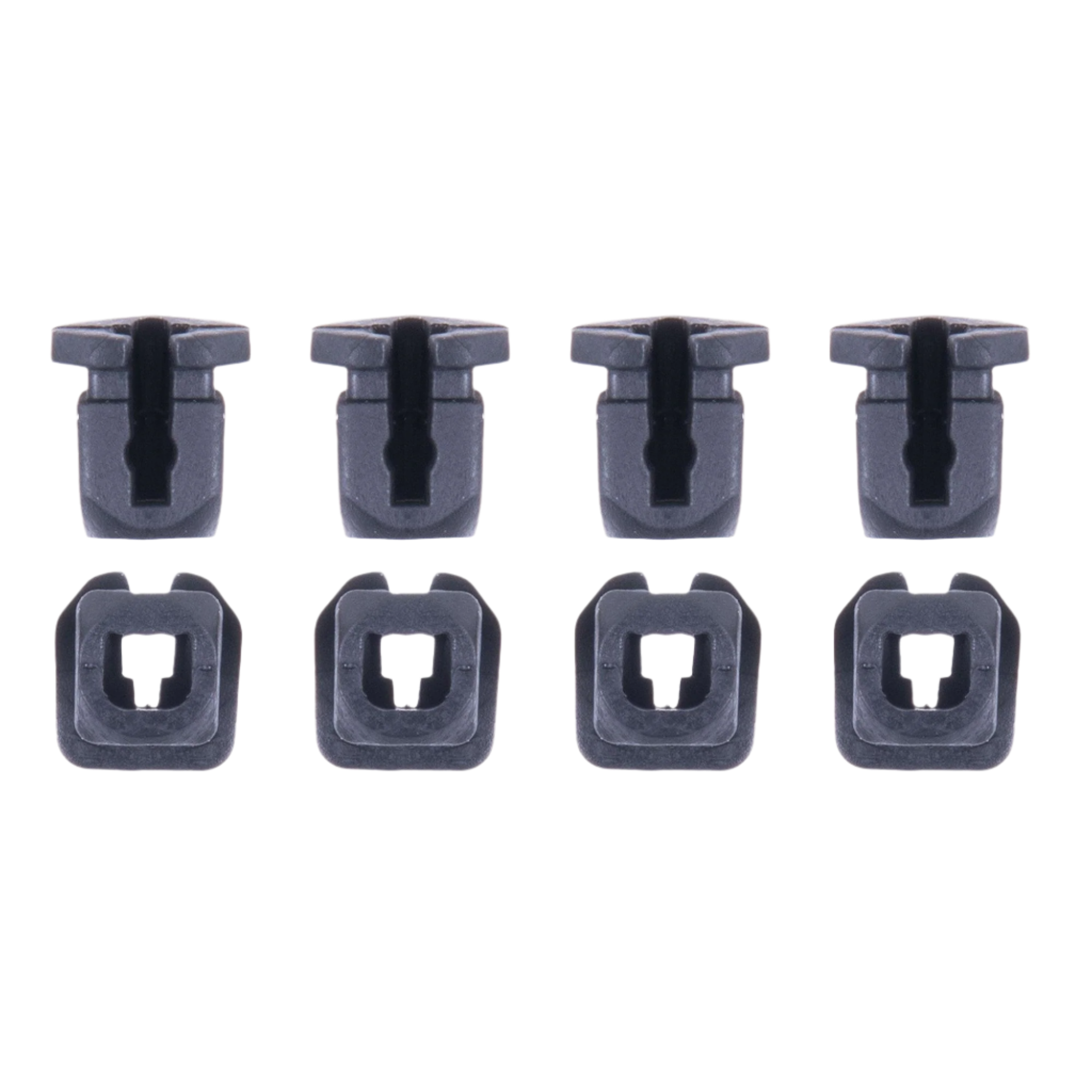 Alpinestars Supertech R10 Connector Set For Spoiler, ośmioelementowy zestaw zamienny, czarne plastikowe klipsy, zawierający cztery złącza kołkowe i cztery z kwadratową podstawą, oficjalne akcesorium do kasków motocyklowych S-R10