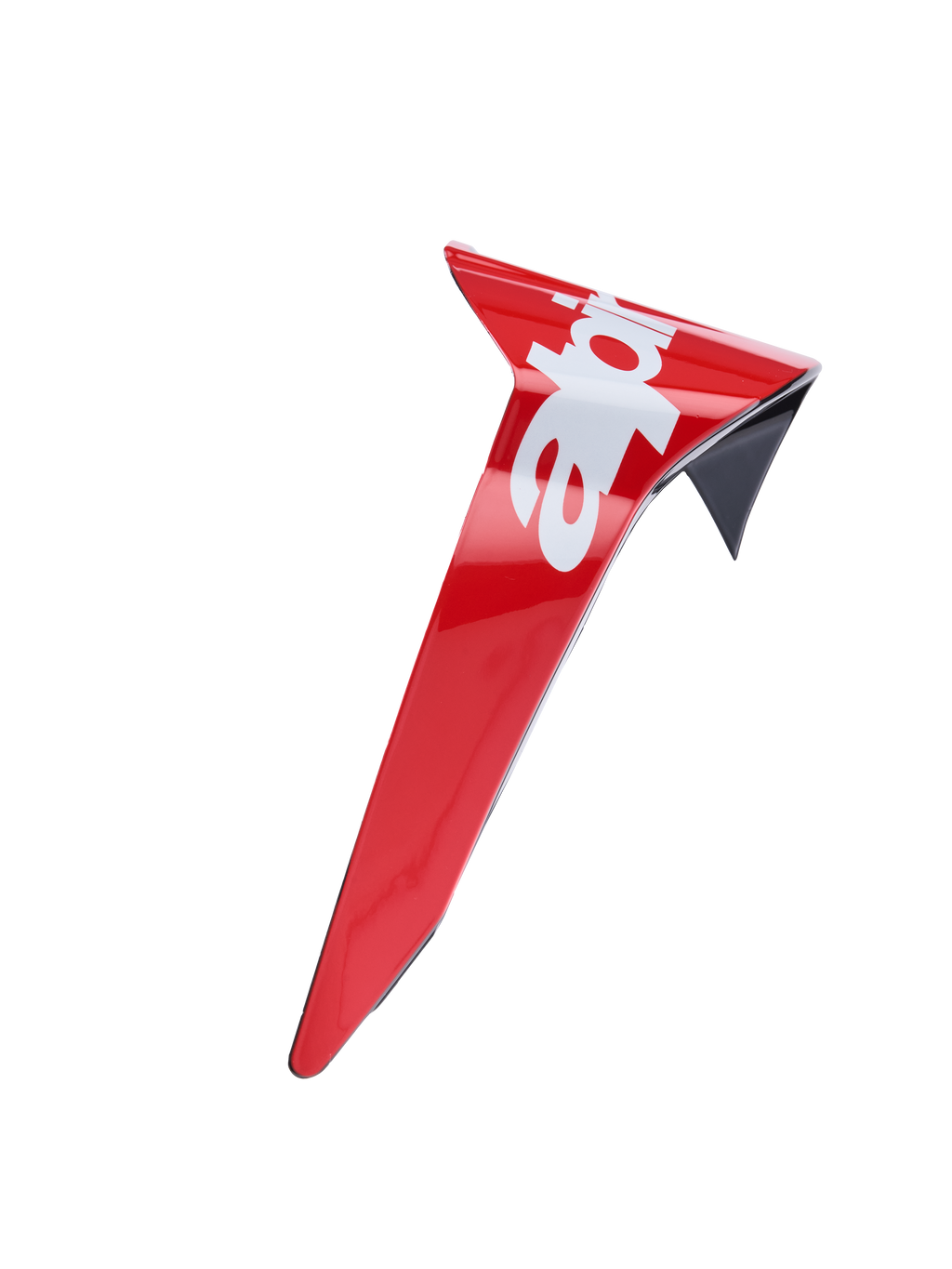 Alpinestars Supertech R10 Arius Standard Spoiler, błyszczący czerwony i biały, aerodynamiczne akcesorium do kasku, spojler zamienny z czarnym wykończeniem i detalami logo