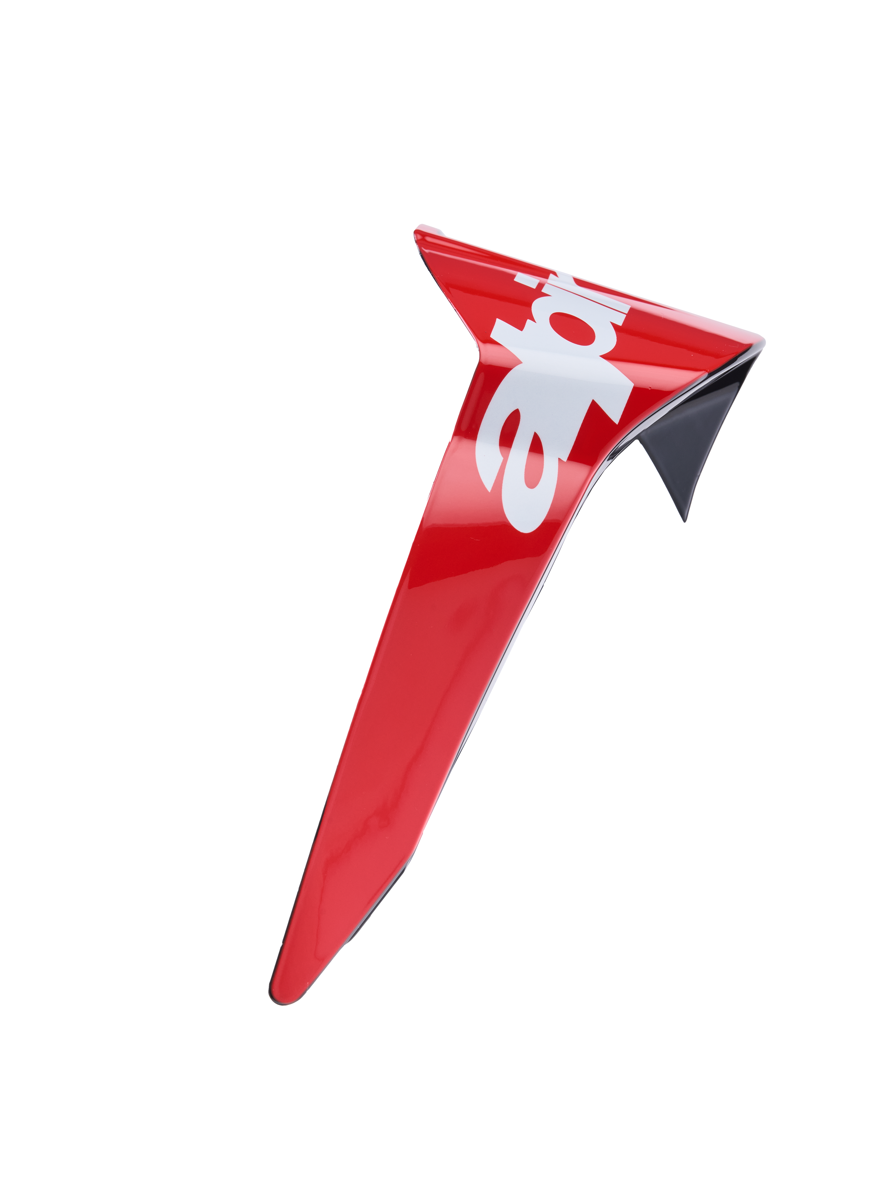 Alpinestars Supertech R10 Arius Standard Spoiler, błyszczący czerwony i biały, aerodynamiczne akcesorium do kasku, spojler zamienny z czarnym wykończeniem i detalami logo