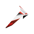 Alpinestars Supertech R10 Team Standard Spoiler, akcesorium do kasku motocyklowego, czarny karbon, czerwony i biały, błyszczące wykończenie, aerodynamiczna część zamienna o ostrym, kanciastym designie i wyrazistym brandingu