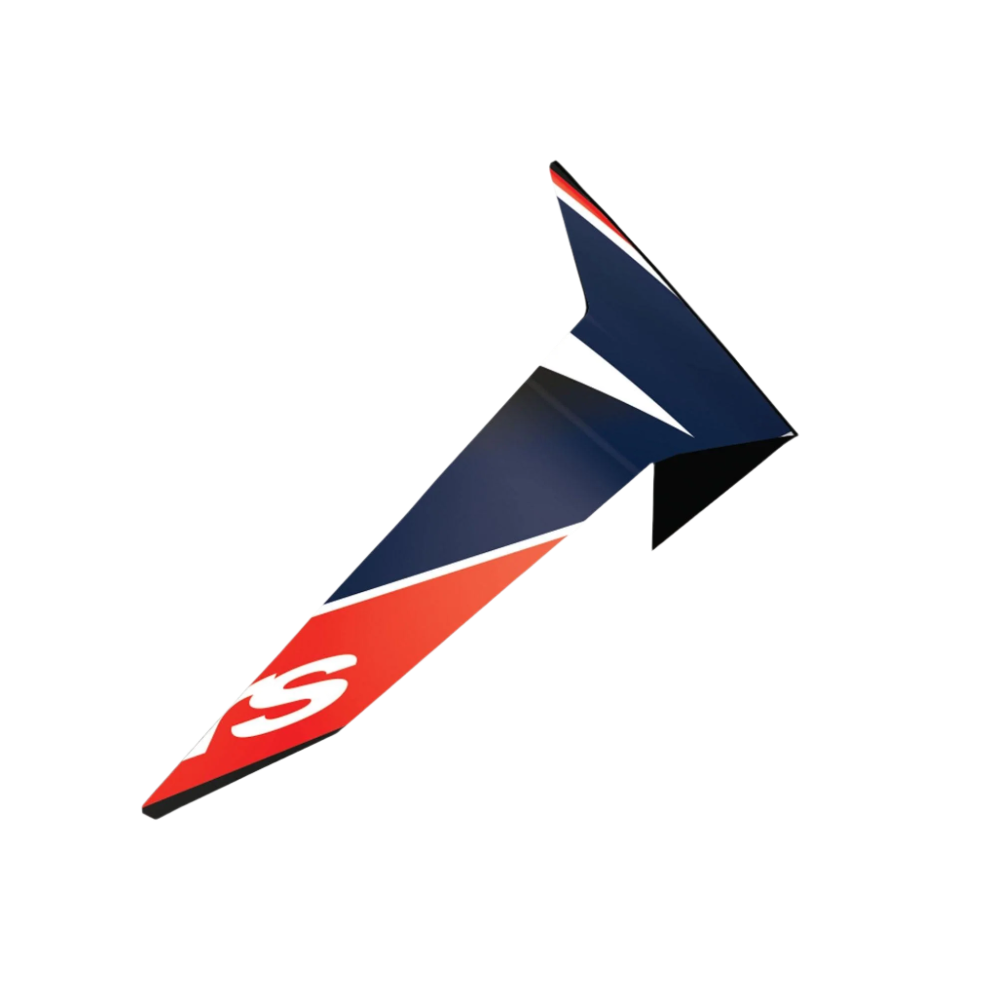 Alpinestars Supertech R10 Team Standard Spoiler, akcesorium do kasku motocyklowego, czarny karbon, czerwony fluo i ciemnoniebieski mat, aerodynamiczny design przypominający skrzydło o kanciastym profilu, białe logo S, oficjalna część zamienna do kasków S-R10