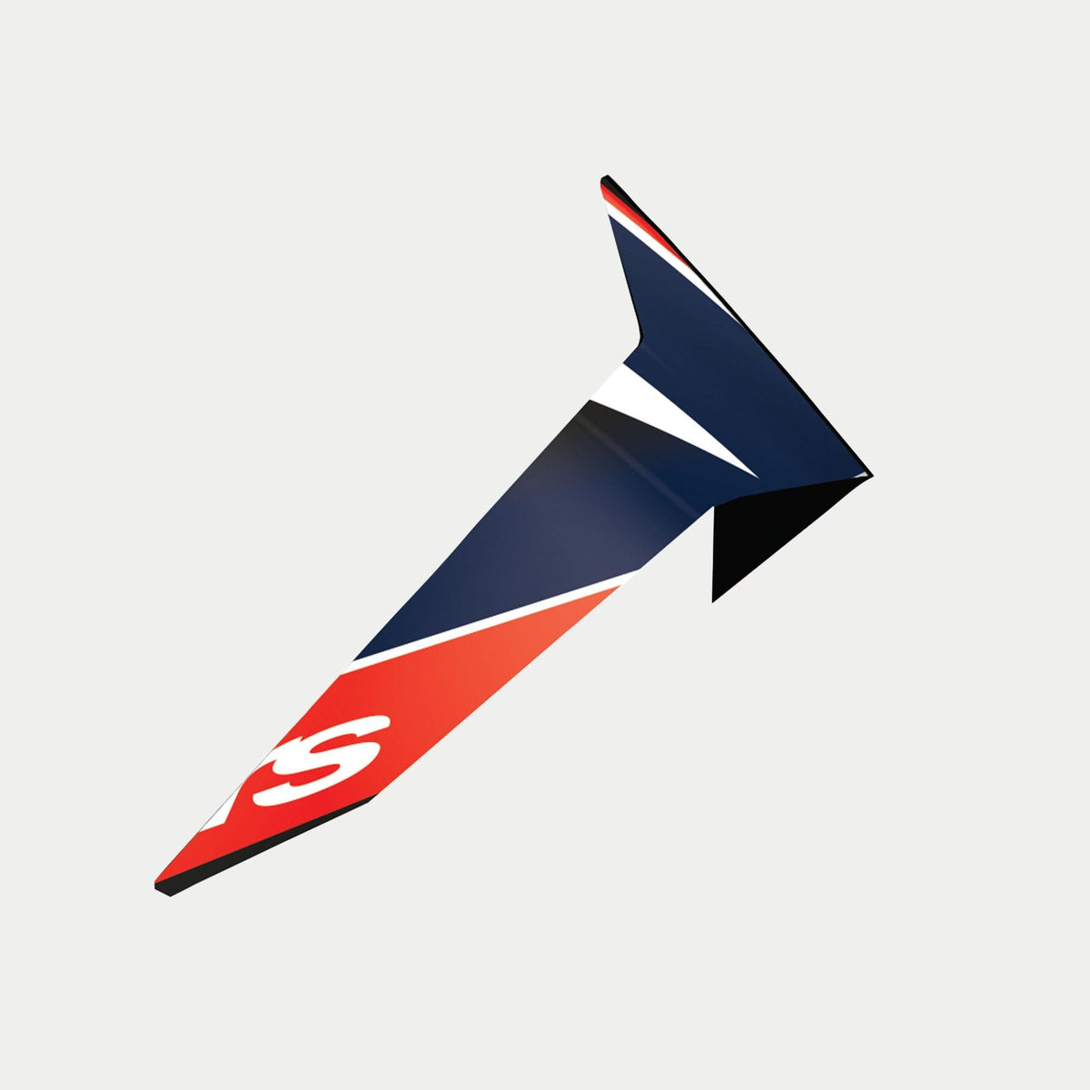 Alpinestars Supertech R10 Team Standard Spoiler, akcesorium do kasku motocyklowego, kolor czarny karbon, czerwony fluo i ciemnoniebieski mat, aerodynamiczny design z graficznymi wzorami i białym brandingiem, oficjalna część zamienna do kasków S-R10