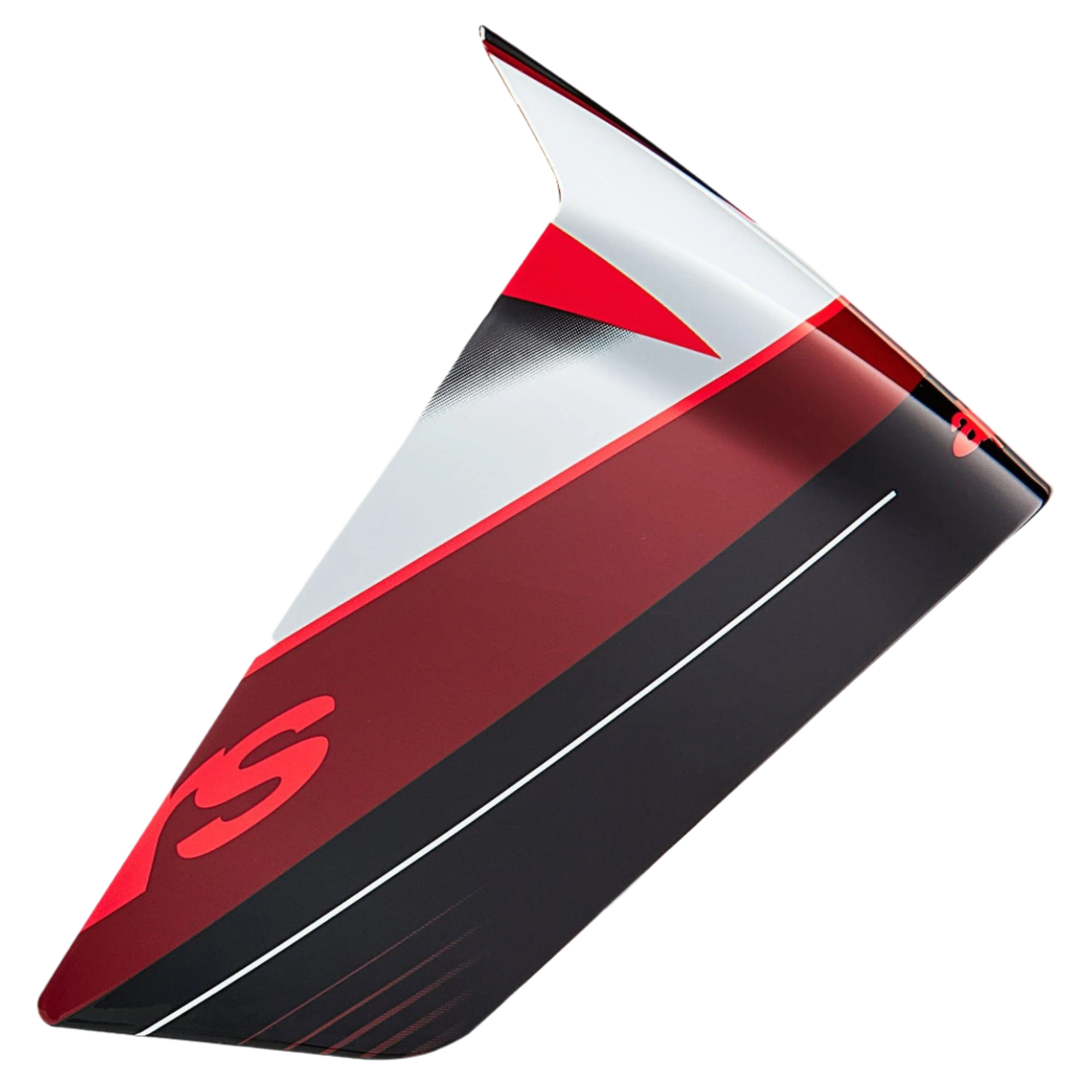 Alpinestars Supertech R10 Team Race Spoiler, akcesorium do kasku, czarny karbon, czerwony i biały z połyskiem, aerodynamiczna część zamienna z kanciastą grafiką i smukłym profilem