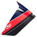 Alpinestars Supertech R10 Team Race Spoiler, akcesorium do kasku, czarny karbon, czerwony fluo i matowy ciemnoniebieski, aerodynamiczny profil przypominający skrzydło, matowe wykończenie z wyrazistymi panelami kolorystycznymi, część zamienna do kasków wyścigowych