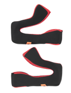 Zestaw poduszek policzkowych Alpinestars S-M5 +5 mm, wymienna wyściółka wnętrza kasku, czarna tkanina z czerwonym wykończeniem z siateczki, ergonomiczny zakrzywiony kształt, akcesorium do kasków motocrossowych i off-road