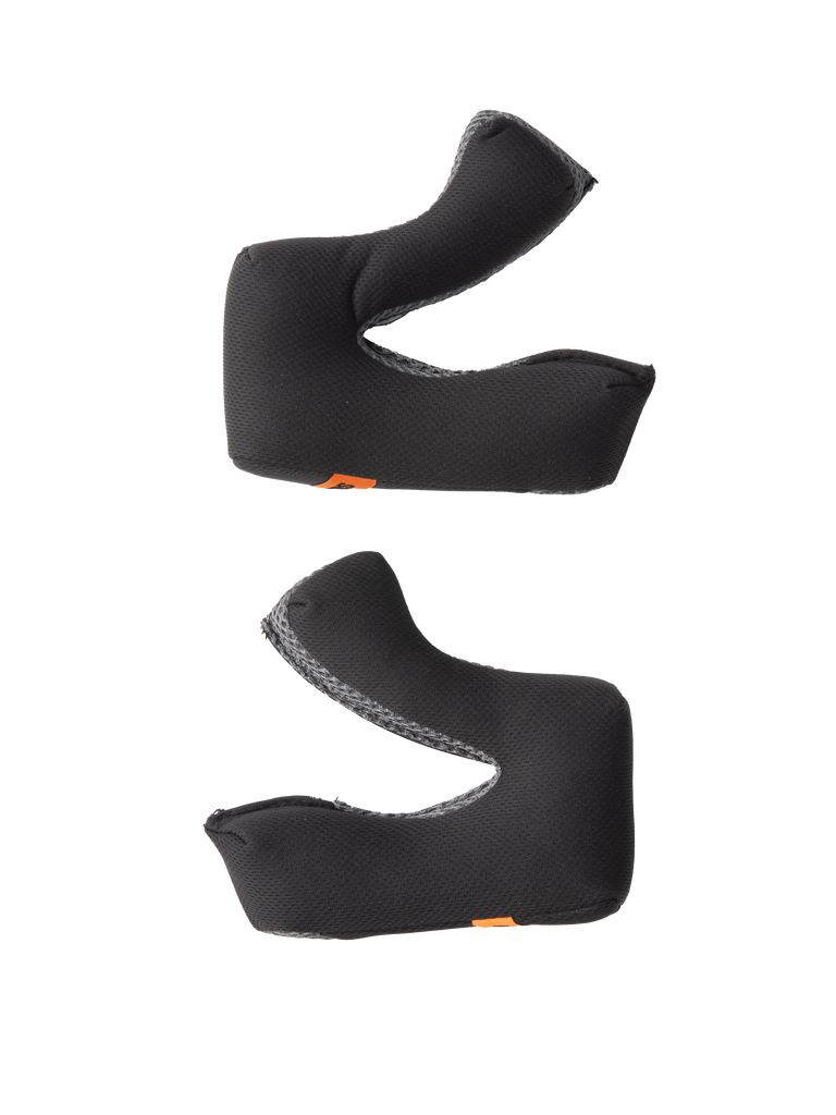 Alpinestars S-M3 Regular Cheek Pad Set, akcesoria do kasków, szare, komplet lewej i prawej wymiennej poduszki policzkowej, wyprofilowana pianka z materiałem odprowadzającym wilgoć, małe pomarańczowe akcenty z logo, zaprojektowane dla kasków off-road S-M3