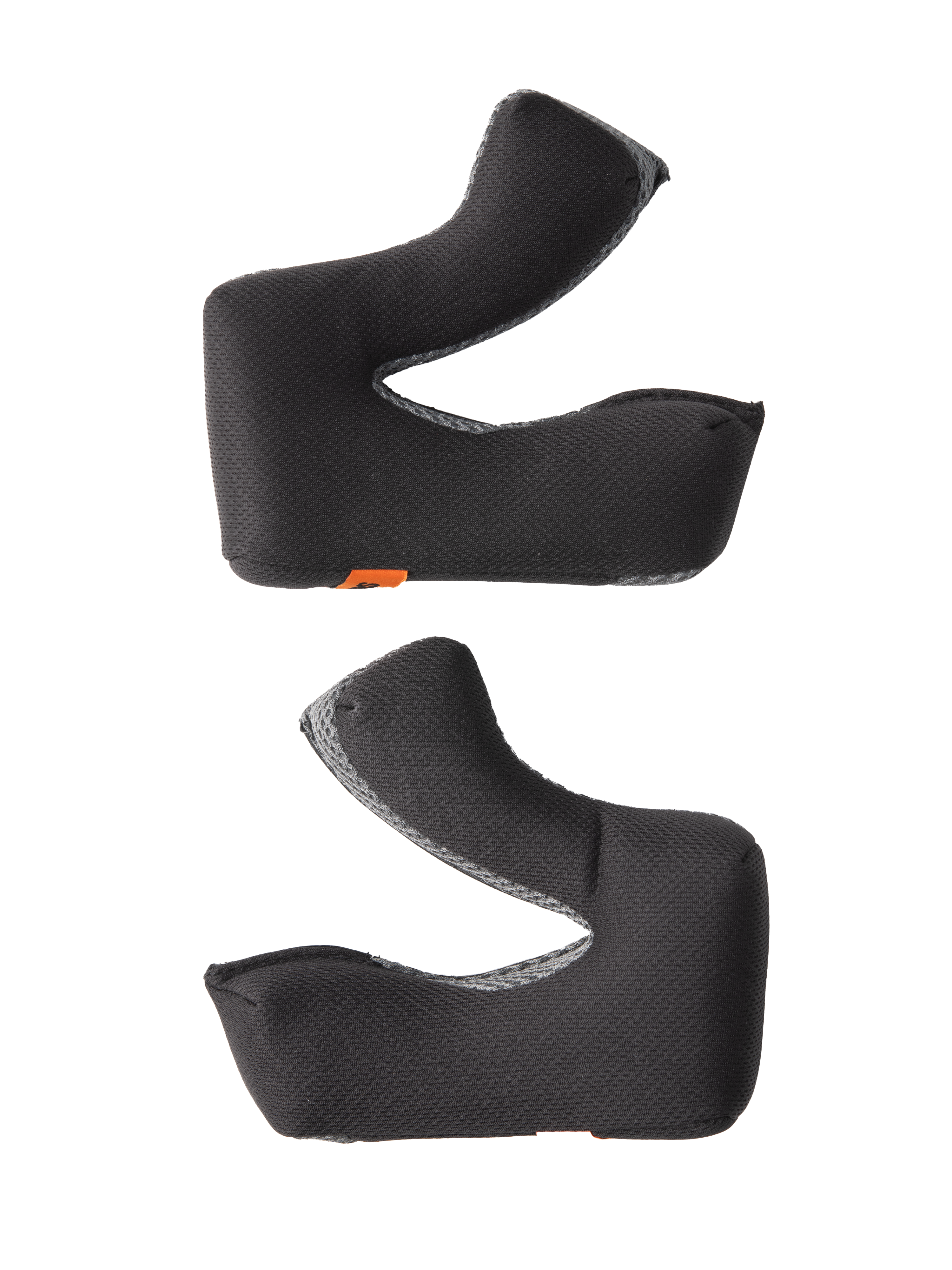 Alpinestars S-M3 Cheek Pad Set +5MM, wymienne poduszki do kasku motocrossowego, czarna teksturowana tkanina z szarymi krawędziami z siatki, ergonomiczny wyprofilowany design, materiał odprowadzający wilgoć zapewniający komfort i dopasowanie