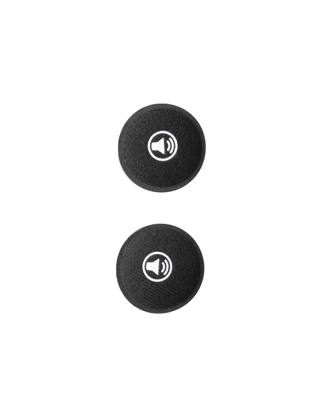 Alpinestars S-M7 Ear Pads Set, akcesoria do kasków motocrossowych, czarne okrągłe piankowe poduszki z białymi ikonami głośnika, wymienne wkładki wewnętrzne dla lepszego komfortu i dopasowania w kaskach S-M7