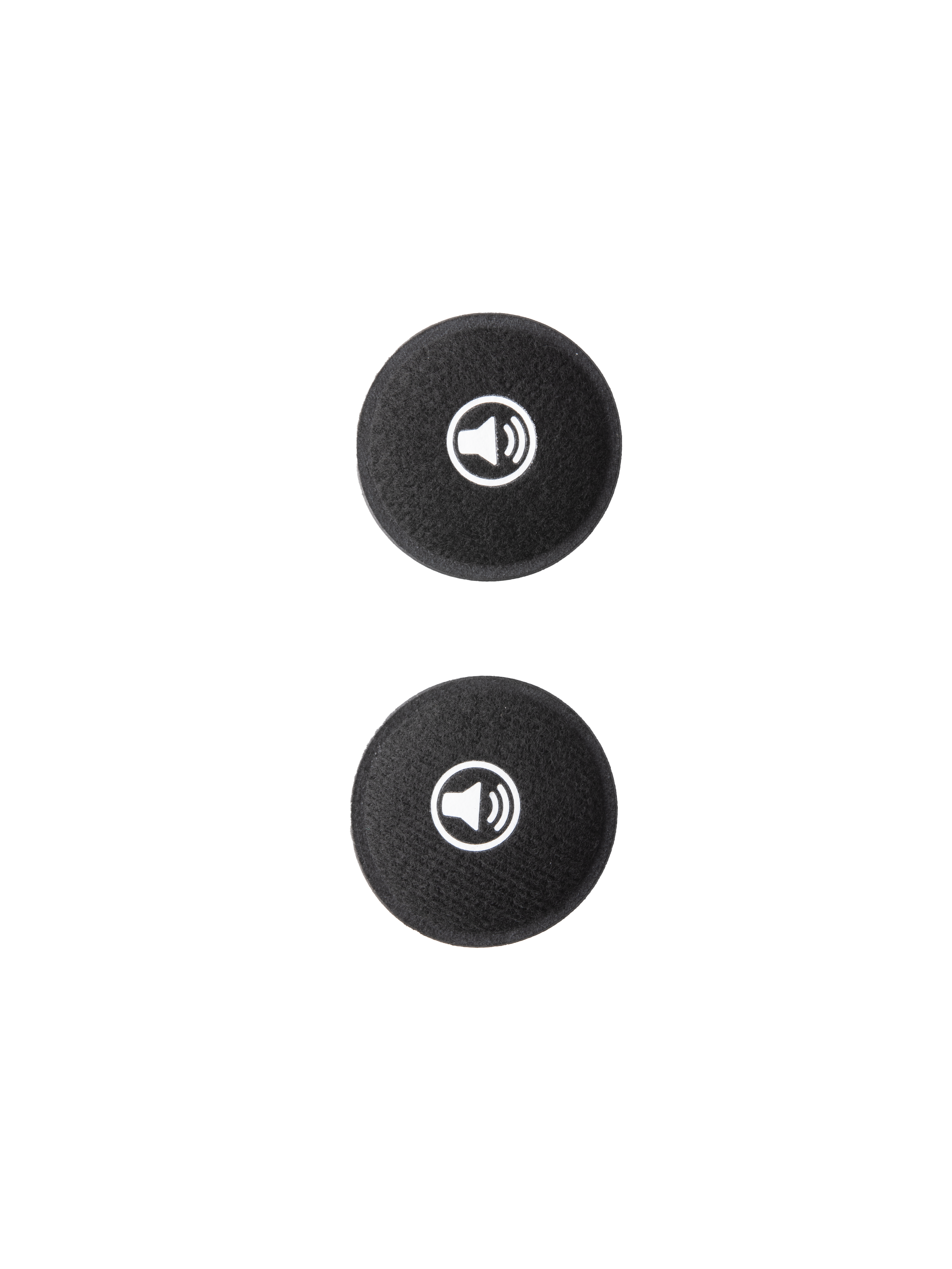 Alpinestars S-M7 Ear Pads Set, akcesoria do kasków motocrossowych, czarne okrągłe piankowe poduszki z białymi ikonami głośnika, wymienne wkładki wewnętrzne dla lepszego komfortu i dopasowania w kaskach S-M7