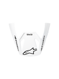 Alpinestars S-M3 Radium ECE06 Visor, biały, zamienny daszek do kasku motocyklowego, zakrzywiona aerodynamiczna konstrukcja z czarnymi logo Alpinestars i oznaczeniem SM3, wytrzymałe tworzywo sztuczne do motocrossu