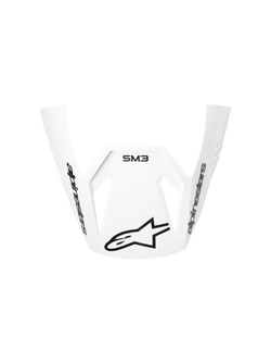 Alpinestars S-M3 Radium ECE06 Visor, White, Motorcycle Helmet Replacement Visor, curved aerodynamic design with black Alpinestars logos and SM3 branding, durable plastic for motocross performance