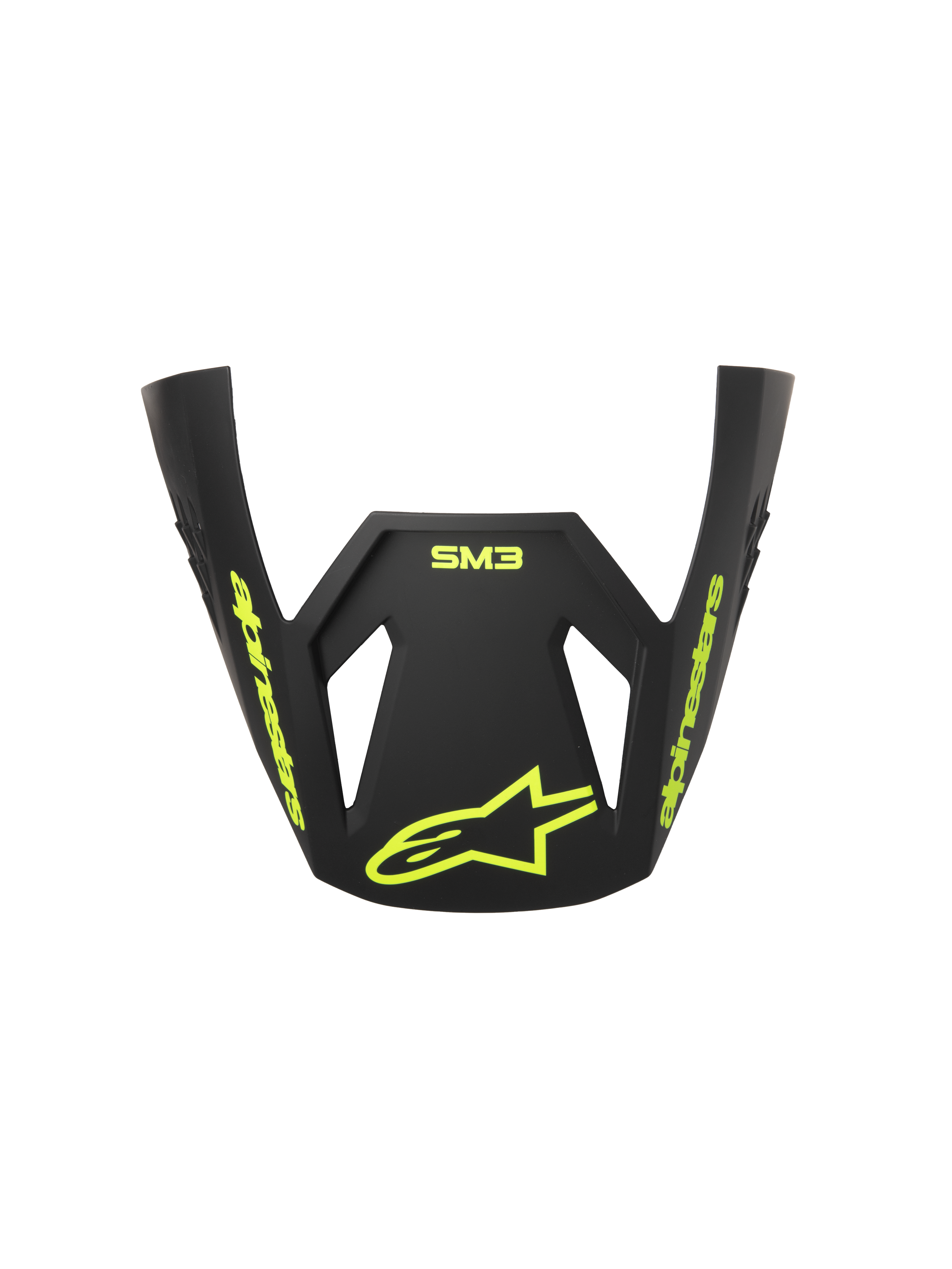 Alpinestars S-M3 Radium ECE06 Visor, wymienny daszek do kasku motocrossowego, szaro-czarny i neonowożółty mat, z żółtym brandingiem Alpinestars i logo gwiazdy, matowe wykończenie, aerodynamiczny design do wyścigów off-road