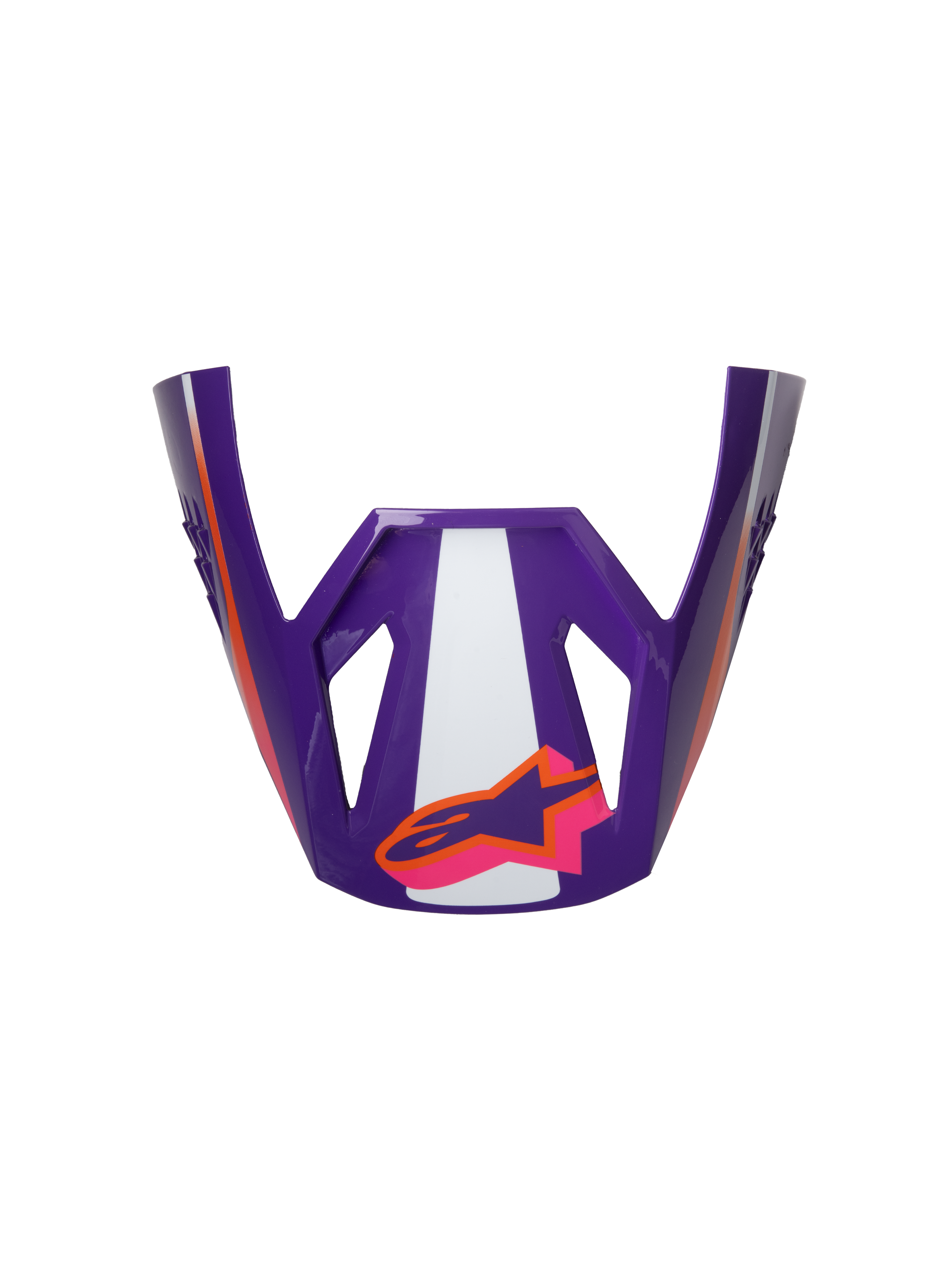 Alpinestars S-M3 Heat ECE06 Helmet Visor, wizjer wyścigowy do kasku motocyklowego, fioletowy, biały i różowy, błyszczące wykończenie, pomarańczowe akcenty z logo gwiazdy, kanciasty design ze sportowymi wycięciami