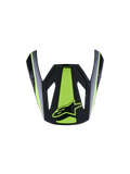Alpinestars S-M3 Heat Visor ECE06, daszek do kasku motocyklowego, kolor żółty fluo i czarny błyszczący, z wyraźnym fluorescencyjnym żółtym pasem centralnym i bocznymi akcentami, błyszczące czarne wykończenie z żółtym logo gwiazdy, aerodynamiczna konstrukcja daszka do kasków motocrossowych