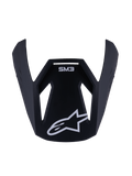 Alpinestars S-M3 Youth Solid Visor, wymienny daszek do młodzieżowego kasku motocrossowego, matowe czarne wykończenie z białym oznaczeniem SM3 i logo gwiazdy, wytrzymałe plastikowe akcesorium do wyścigów terenowych