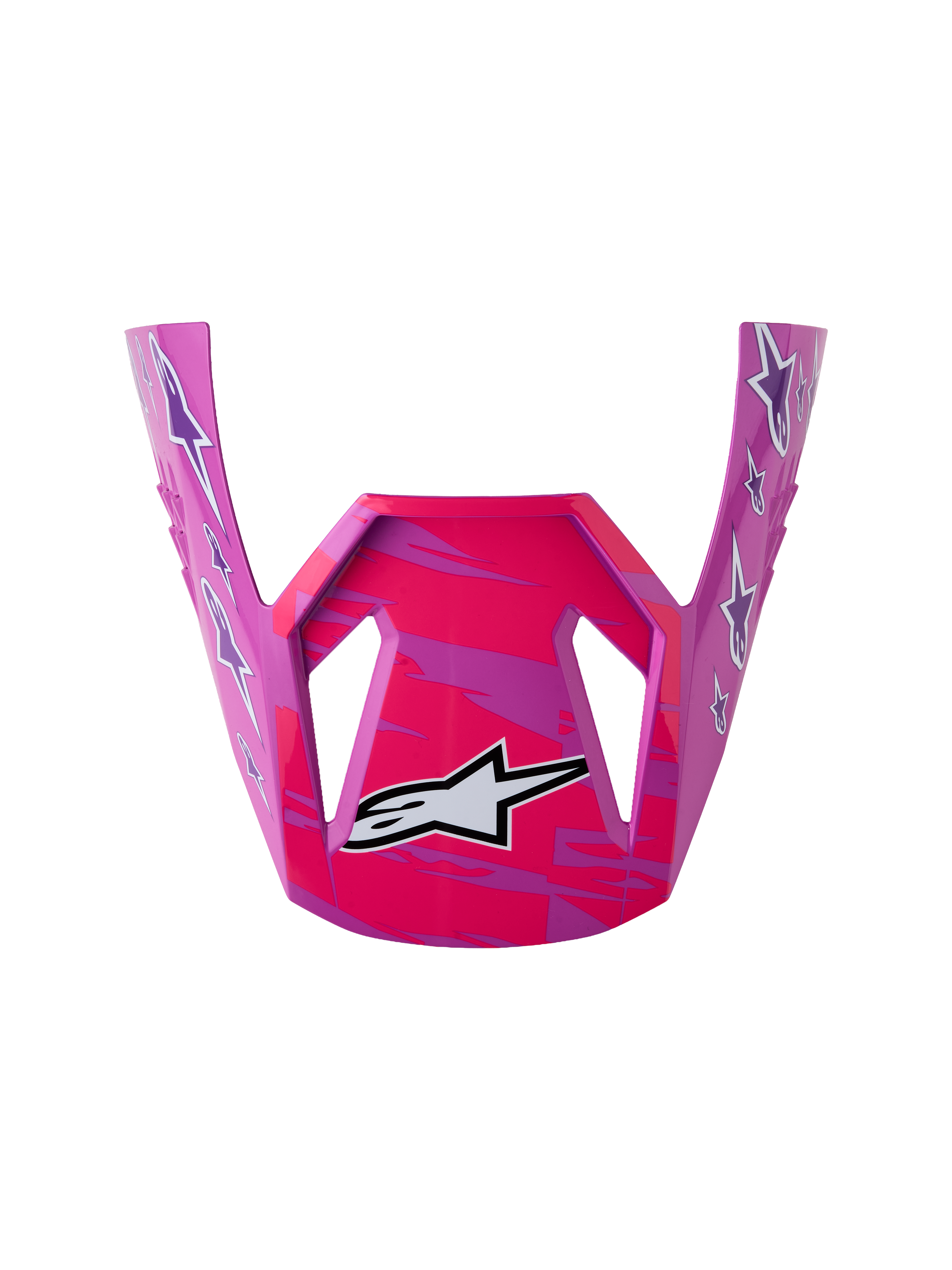 Wizjer Alpinestars SM3 Falcon, fioletowa i różowa błyszcząca część zamienna do młodzieżowych kasków motocrossowych.