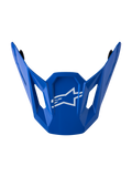 Wizjer Alpinestars S-M7 Core, niebieski błyszczący element zamienny do kasku motocrossowego z białym logo z gwiazdą.