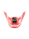 Alpinestars S-M7 Deed ECE06 Visor, daszek do kasku motocrossowego, czerwony, czarny i biały z połyskiem, aerodynamiczny kanciasty design z białym logo gwiazdy na czarnym panelu środkowym, oznaczenia SM7 i Deed, błyszczące wykończenie do jazdy terenowej