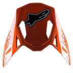 Alpinestars S-M8 Factory Visor, Motocross Helmet Accessory, Glossy Orange with large black and white Alpinestars logo, aerodynamic ventilation cutouts, replacement peak for Supertech M8 helmets