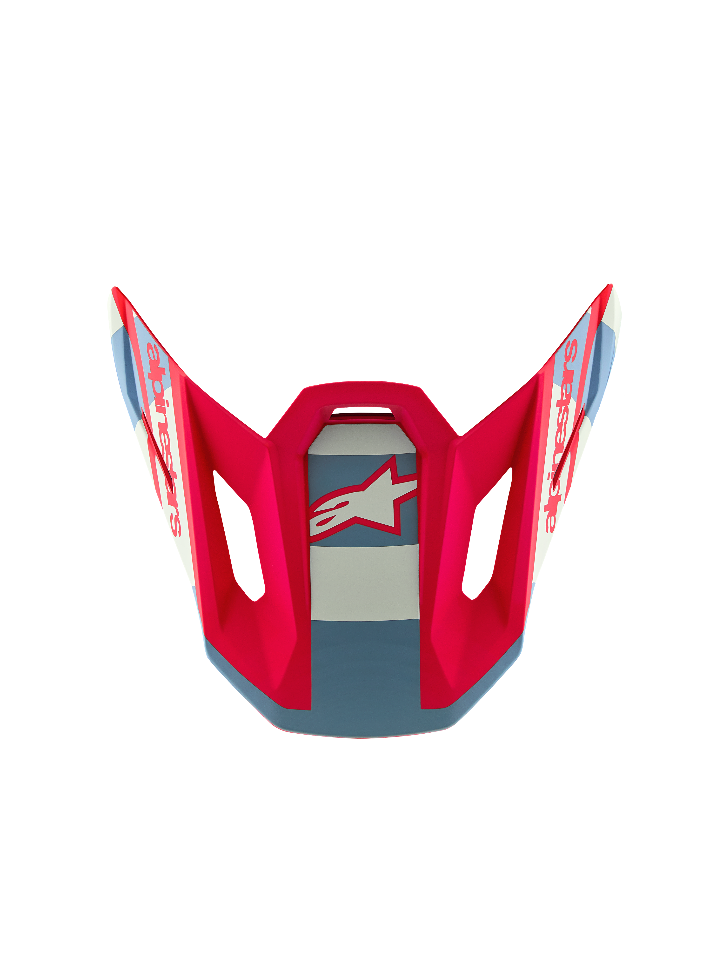 Wizjer Alpinestars S-M7 Beast Coast Edycja Limitowana, czerwono-niebieski z białym logo, część kasku motocrossowego.