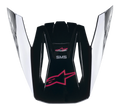 Alpinestars S-M5 Compass Visor, daszek do kasku motocrossowego, czarny połysk z różowym Diva Pink, różowe logo Astars i białe akcenty boczne, część zamienna do kasków terenowych Supertech M5