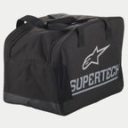 Alpinestars Supertech półsztywna torba na kask, czarna i srebrna, wytrzymała konstrukcja z uchwytami do przenoszenia i dużym logo Supertech