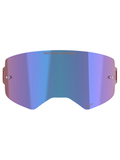 Alpinestars Supertech Mirror Lens, akcesorium do gogli motocrossowych, lustrzany niebieski z fioletowymi odcieniami, technologia Absolute Vision™, zintegrowane słupki do zrywek, slogan „ONE GOAL. ONE VISION.” na górze