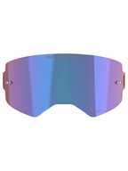 Alpinestars Supertech Mirror Lens, akcesorium do gogli motocrossowych, lustrzany niebieski z fioletowymi odcieniami, technologia Absolute Vision™, zintegrowane słupki do zrywek, slogan „ONE GOAL. ONE VISION.” na górze