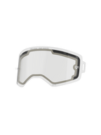 Alpinestars Supertech Double Pane Lens, Clear Replacement Goggle Lens, Vented dual-pane design with gray foam seal, featuring "ONE GOAL. ONE VISION." text, impact-resistant polycarbonate for motocross performance