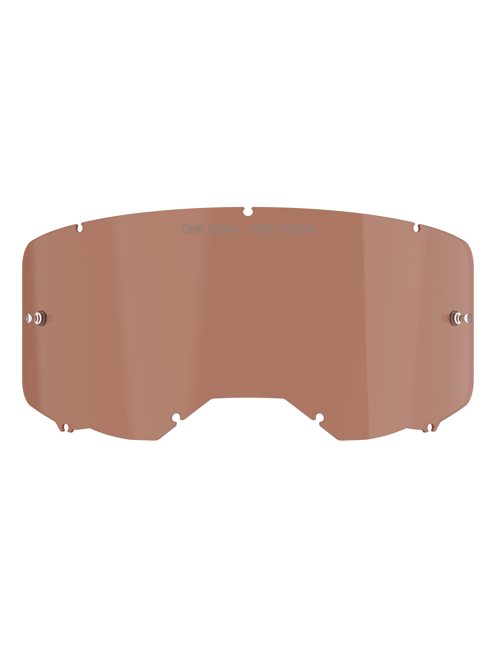 Alpinestars Vision 8-5-3 Goggle Lens, Copper Rose tint, replacement motocross goggle lens featuring "ONE GOAL. ONE VISION." text, curved polycarbonate design with tear-off pins for off-road racing