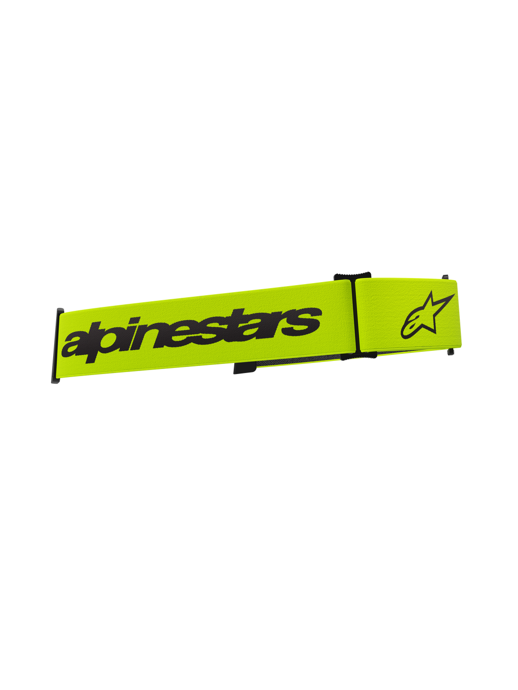 Alpinestars Supertech Goggles Strap, pasek do gogli motocrossowych, żółty fluo i czarny, czarny napis Alpinestars i logo gwiazdy, pasek zamienny do gogli off-road