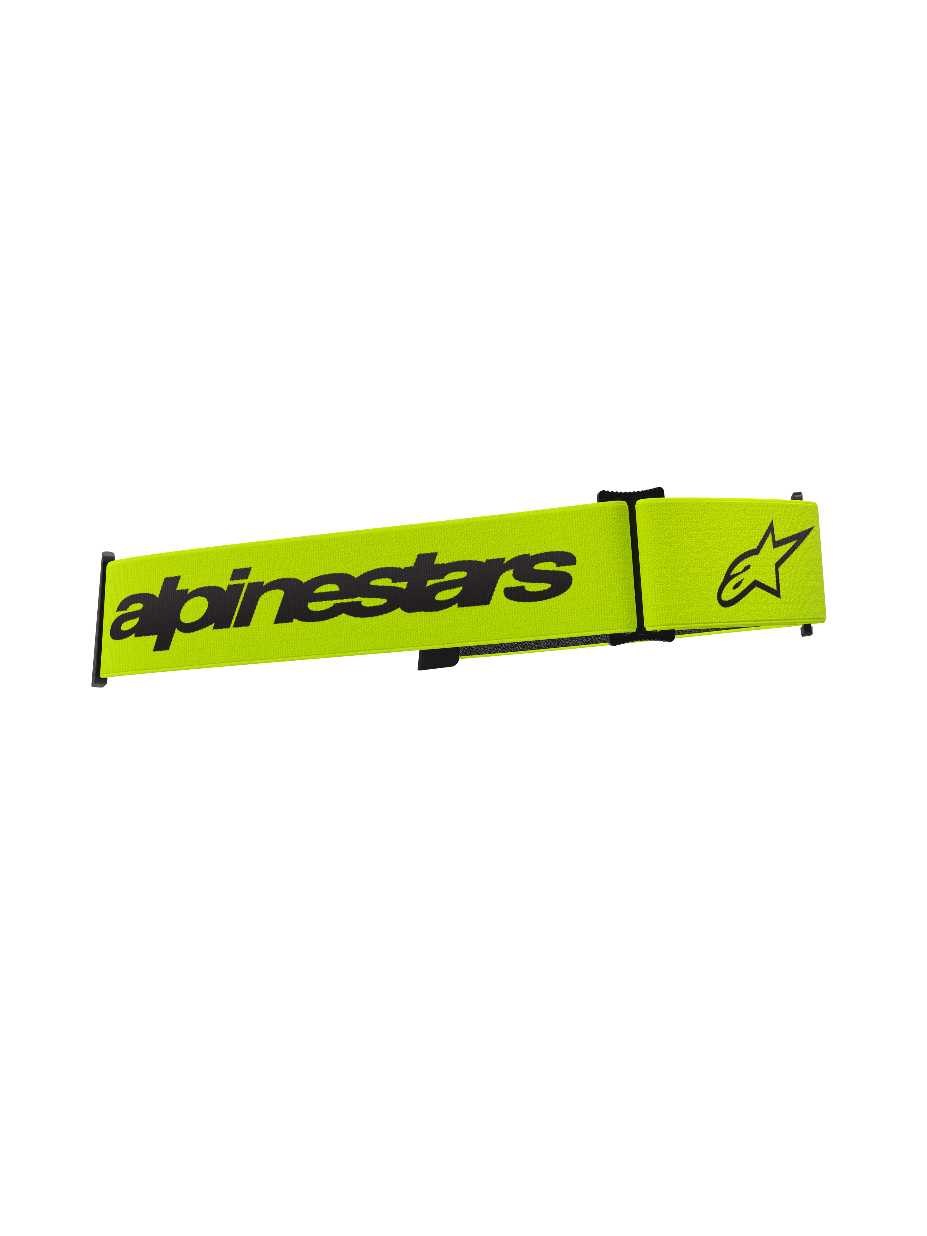 Alpinestars Supertech Goggles Strap, pasek do gogli motocrossowych, żółty fluo i czarny, czarny napis Alpinestars i logo gwiazdy, pasek zamienny do gogli off-road
