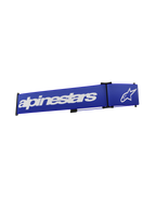 Alpinestars Supertech Goggles Strap, akcesorium do gogli motocrossowych, niebiesko-biały, wyraźny biały napis Alpinestars i logo gwiazdy na intensywnie niebieskiej tkanej taśmie, pasek zamienny z systemem zatrzaskowym click-on do wyścigów terenowych