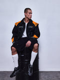 Alpinestars RSRV Track Star Leather Jacket, Black and Orange, Premium Motorsports-Inspired Streetwear, Unisex, Lifestyle Styling with Racing Heritage Details