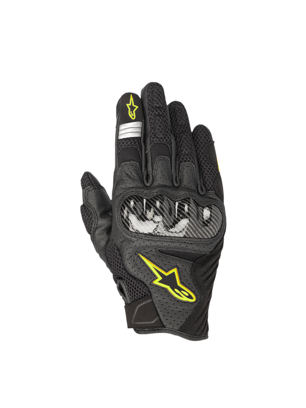 Alpinestars SMX-1 Air V2 Gloves, Men's Road Riding Gloves, Black and Yellow Fluo, Leather and Mesh, CE Certified.