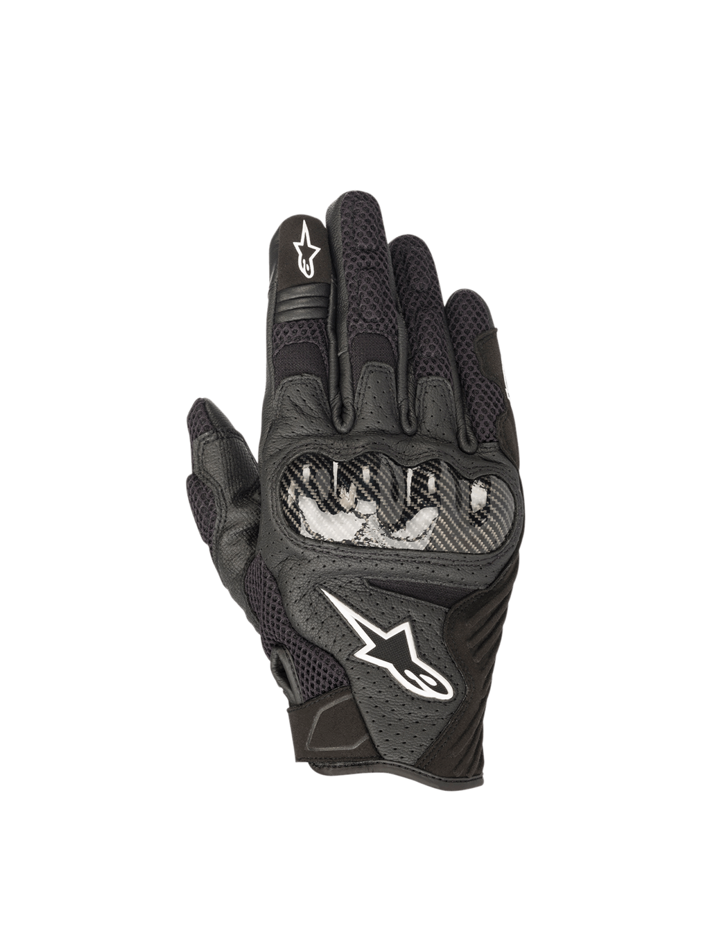 Rękawice Alpinestars SMX-1 Air V2, czarne męskie rękawice motocyklowe ze skóry i siatki z twardym ochraniaczem kostek.