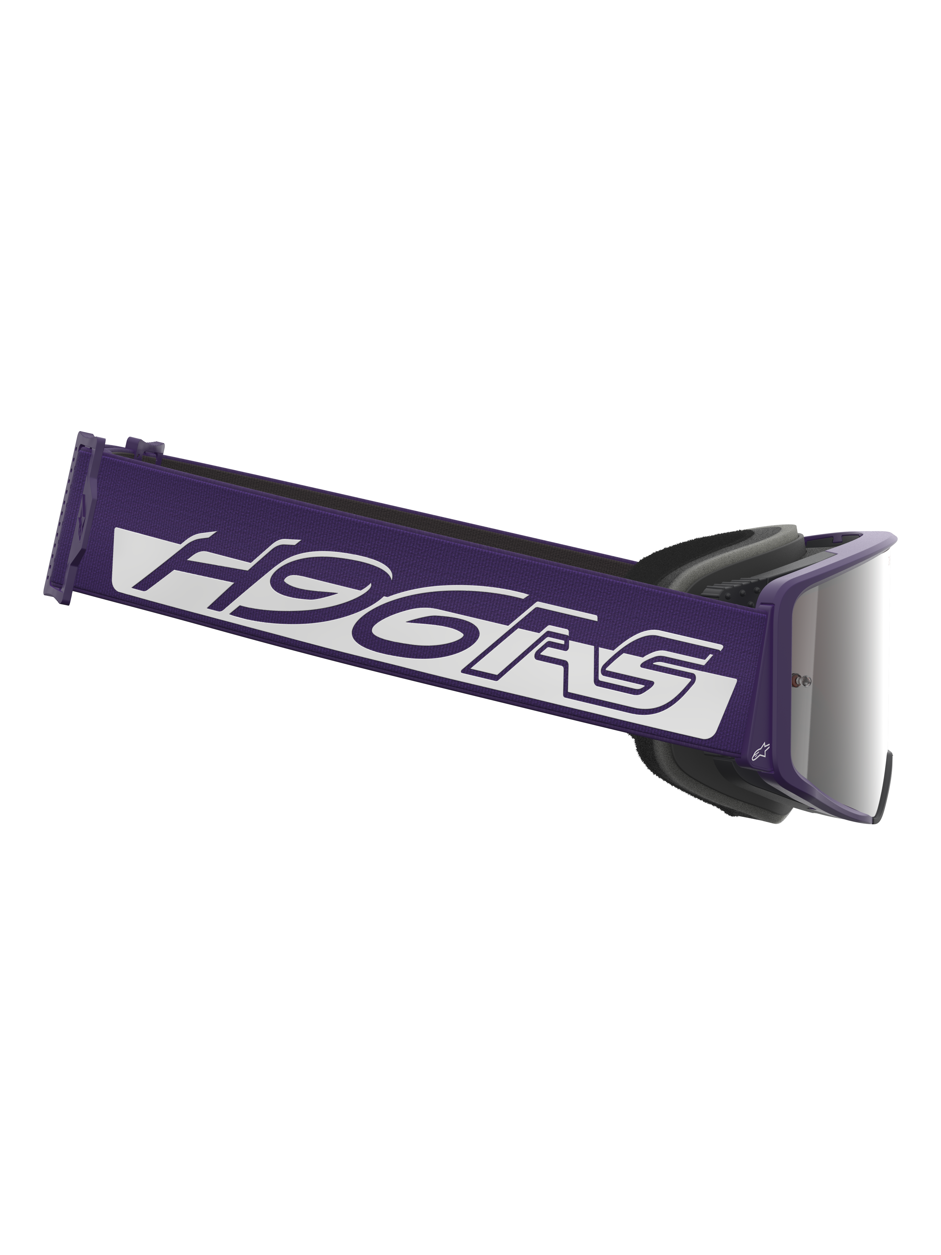 Alpinestars Limited Edition HUNTA96 XXV Supertech Vision Goggles, Motocross Goggles, Purple and White with Silver Mirror Lens, featuring a wide purple strap with white H96RS branding and GT3-inspired design