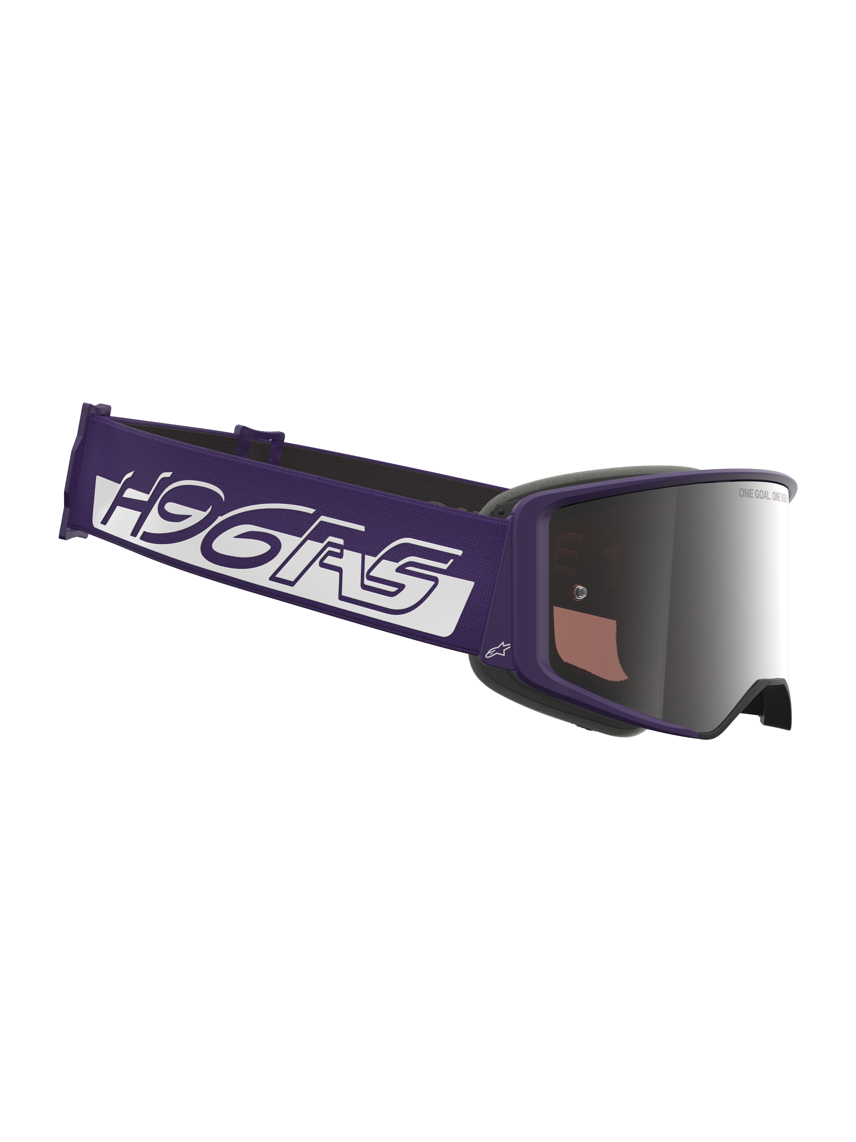 Limited Edition HUNTA96 XXV Supertech Vision Goggles, Motocross Goggles, Purple and White, featuring a Silver Mirror Lens, wide purple strap with bold white branding, sleek purple frame, professional off-road racing eye protection