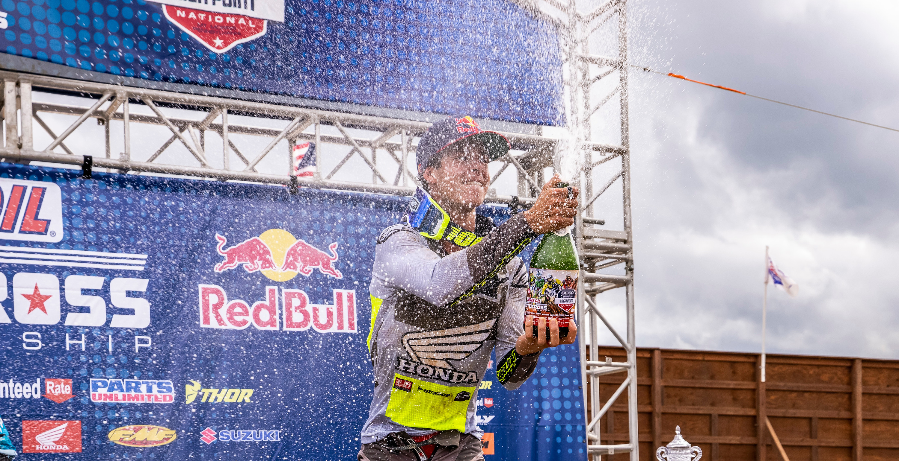 Jett Lawrence celebrating a victory