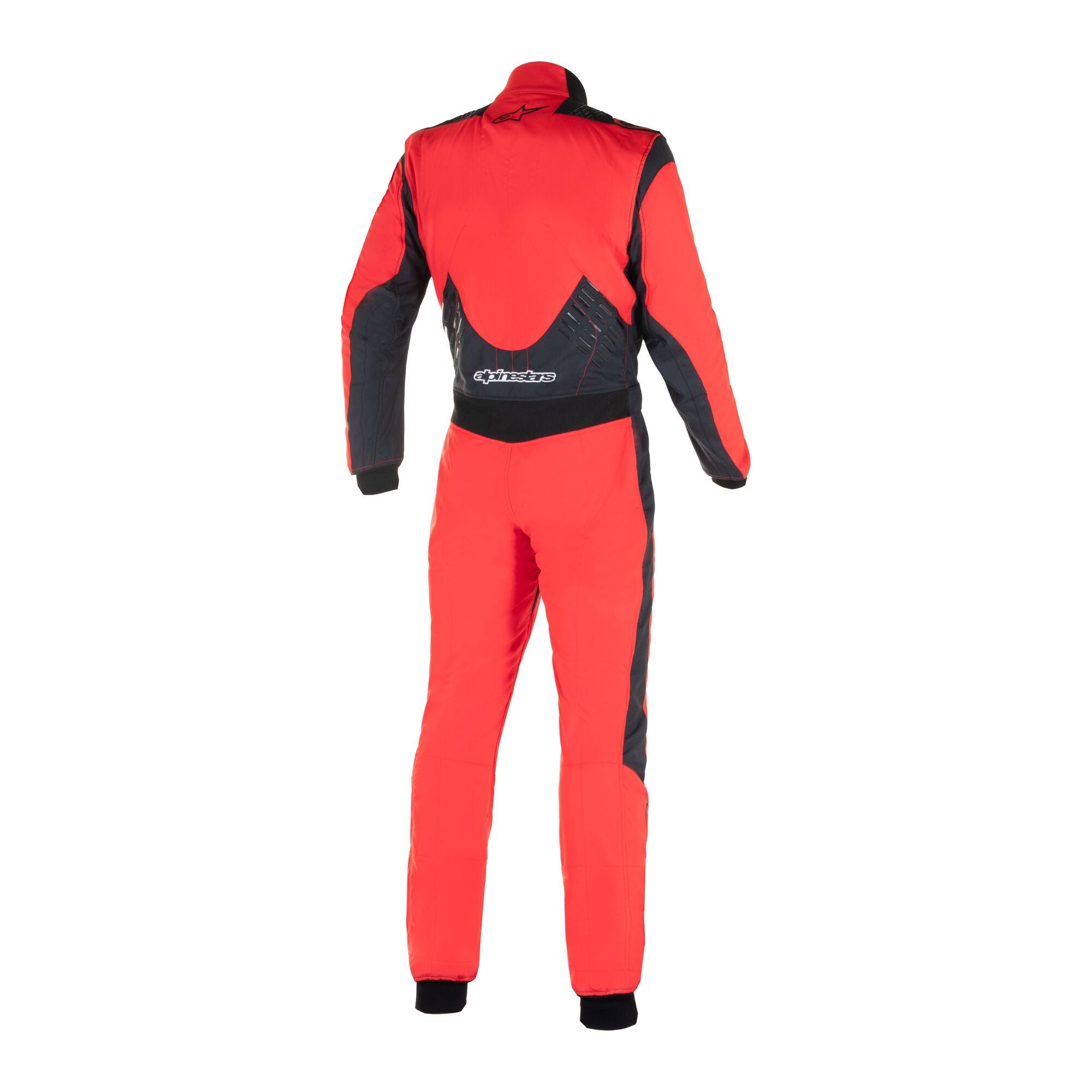 Alpinestars GP Pro Comp V2 Suit - FIA, Auto Racing Suit, Red and Black, rear view showing stretch mesh panels and silicone grip detailing on lower back
