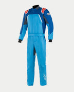 Alpinestars GP Pro Comp Bootcut Suit FIA, profesjonalny kombinezon wyścigowy, kobaltowy, niebieski i czerwony, trójwarstwowa konstrukcja aramidowa, naramienniki, nogawki typu bootcut, białe logo gwiazdy