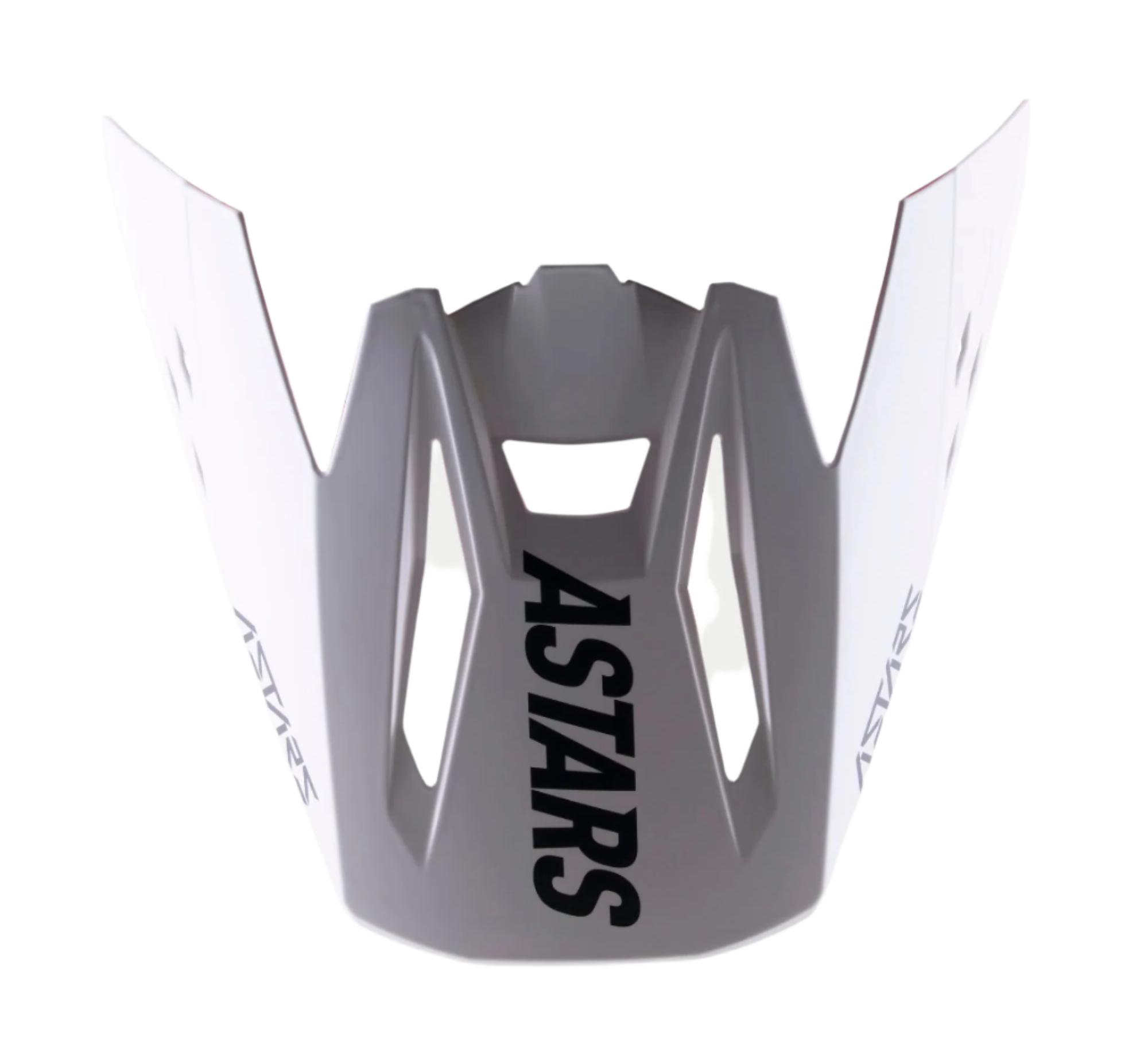 Alpinestars S-M5 Rayon Visor, akcesorium do kasku, biały mat, z wyraźnym czarnym logo ASTARS na przodzie, aerodynamiczne otwory wentylacyjne, precyzyjnie uformowana konstrukcja z tworzywa sztucznego do kasków motocrossowych SM5