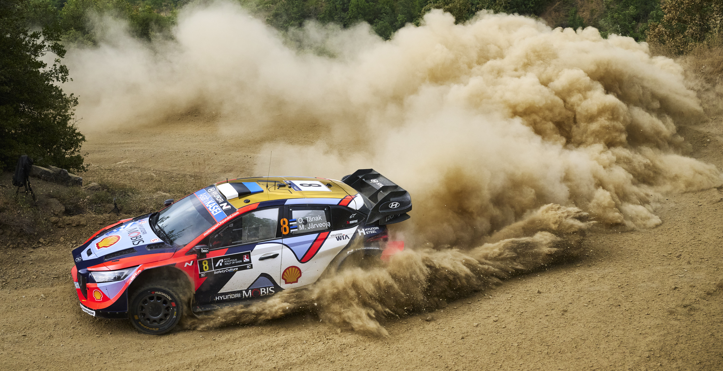 Ott Tanak driving a sharp turn