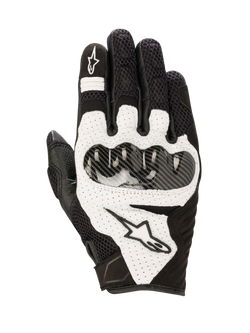 Alpinestars SMX-1 Air V2, czarno-białe rękawice motocyklowe sportowe, twardy ochraniacz kostek i przewiewna siatka