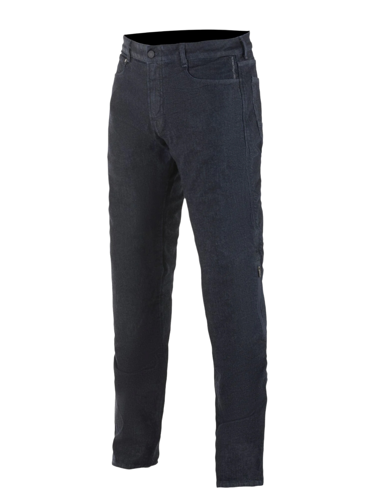 Alpinestars Copper Out V2 Riding Denim, spodnie motocyklowe jeansowe, ciemnoniebieskie, prosty krój, komfortowy denim 13oz, styl z pięcioma kieszeniami, zewnętrzny zamek ułatwiający dostęp do ochraniaczy kolan, miejska odzież motocyklowa