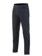 Alpinestars Copper Out V2 Riding Denim, spodnie motocyklowe jeansowe, ciemnoniebieskie, prosty krój, komfortowy denim 13oz, styl z pięcioma kieszeniami, zewnętrzny zamek ułatwiający dostęp do ochraniaczy kolan, miejska odzież motocyklowa