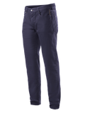 Alpinestars Copper V2 Denim Pants Short Length, spodnie motocyklowe jeansowe, kolor granatowy (Rinse Blue), klasyczny krój z prostymi nogawkami, zapięcie na guzik i zamek, przednie kieszenie z kieszonką na monety, szlufki na pasek, wytrzymała dżinsowa konstrukcja