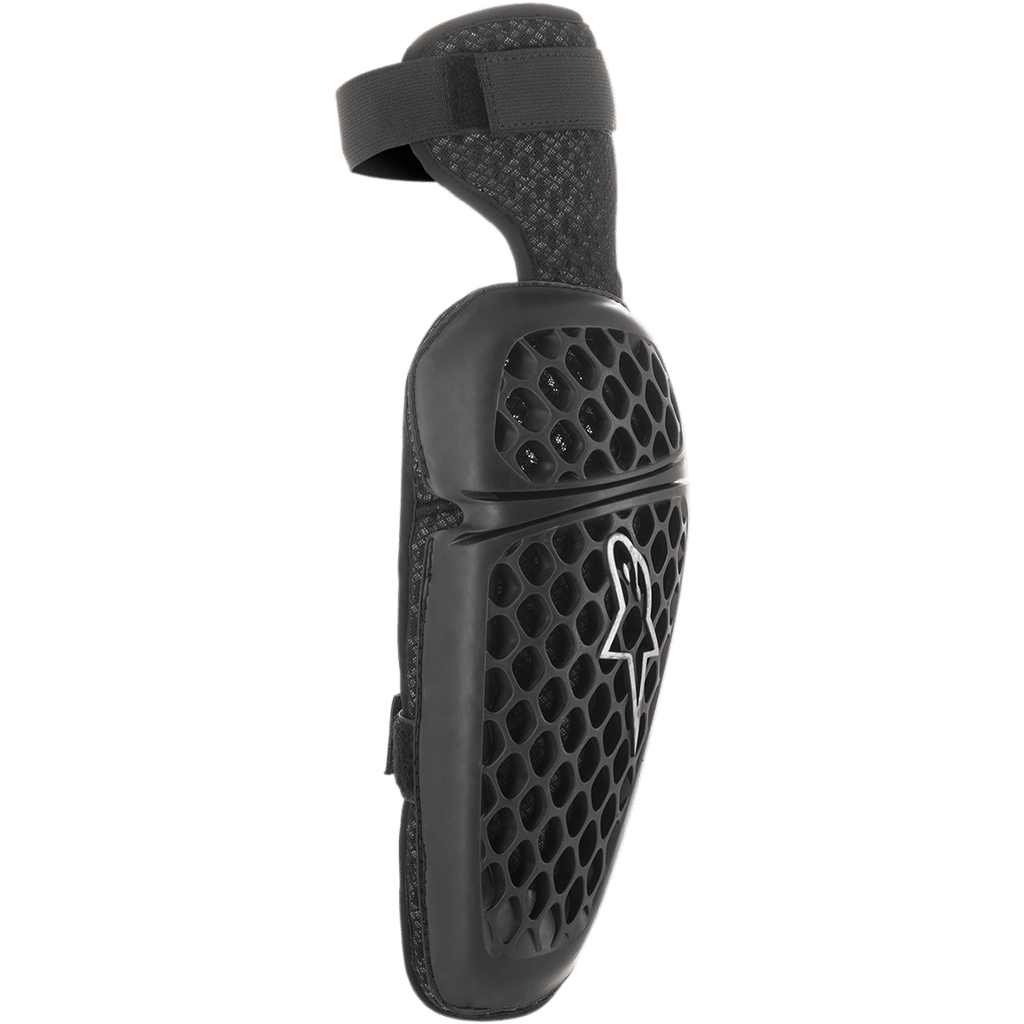 Alpinestars Youth Bionic Plus Elbow Protector, młodzieżowy ochraniacz na łokieć, czarny, zewnętrzna skorupa ze wzorem plastra miodu z białym logo Astar, system zapięć na podwójny pasek, ergonomiczna ochrona motocrossowa i off-road