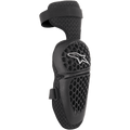 Alpinestars Youth Bionic Plus Knee Protectors, Black, Motocross and Off-road Protection, honeycomb pattern shell with white star logo, adjustable dual-strap closure, 3D mesh backing for ventilation
